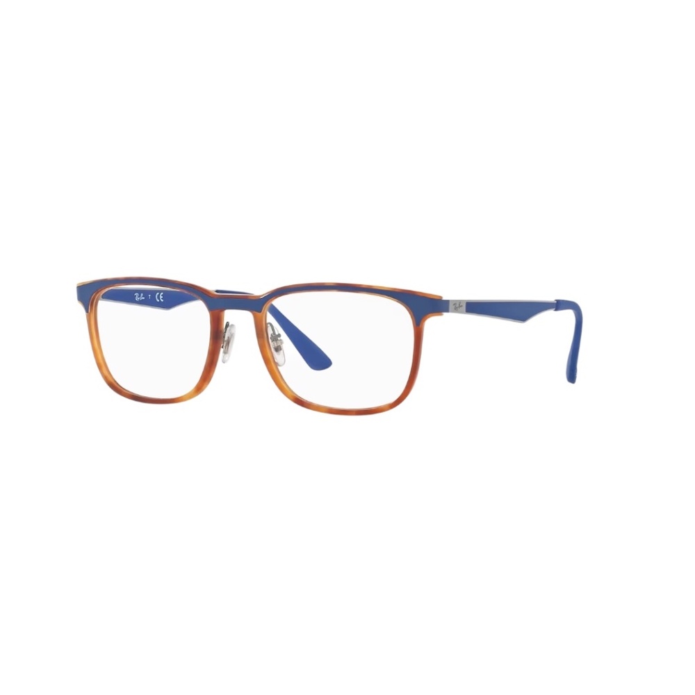 Ray Ban 7163 5678 53 Blue On Red Havana Eyeglasses RX7163